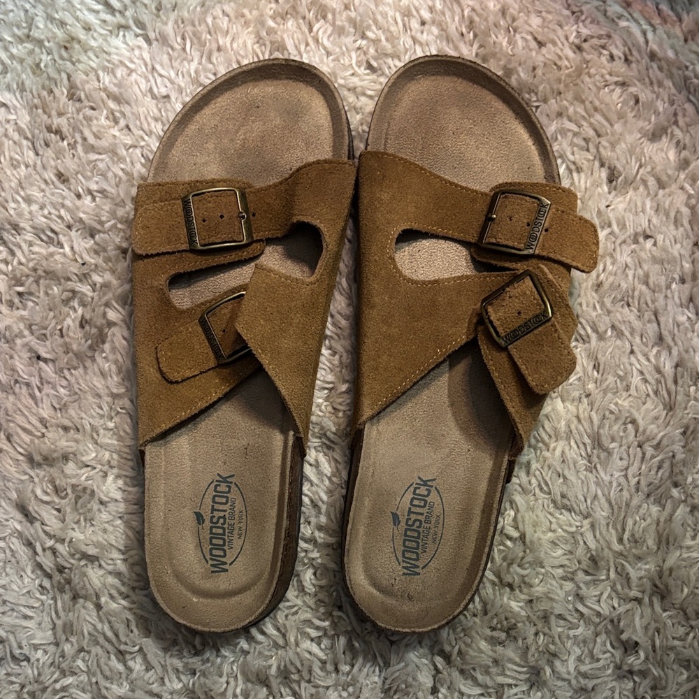 Woodstock Men's Tan Buckle Sandals
